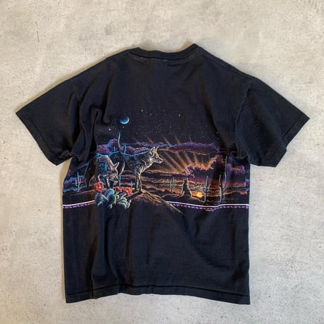 USA製オオカミ両面プリントTシャツ