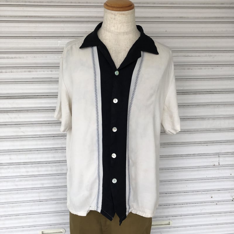 60sUSA製Da Vinciロケット刺繍レーヨンボックス開襟シャツ ロカビリー 60sUSA製Da Vinciロケット刺繍レーヨンボックス開襟シャツ