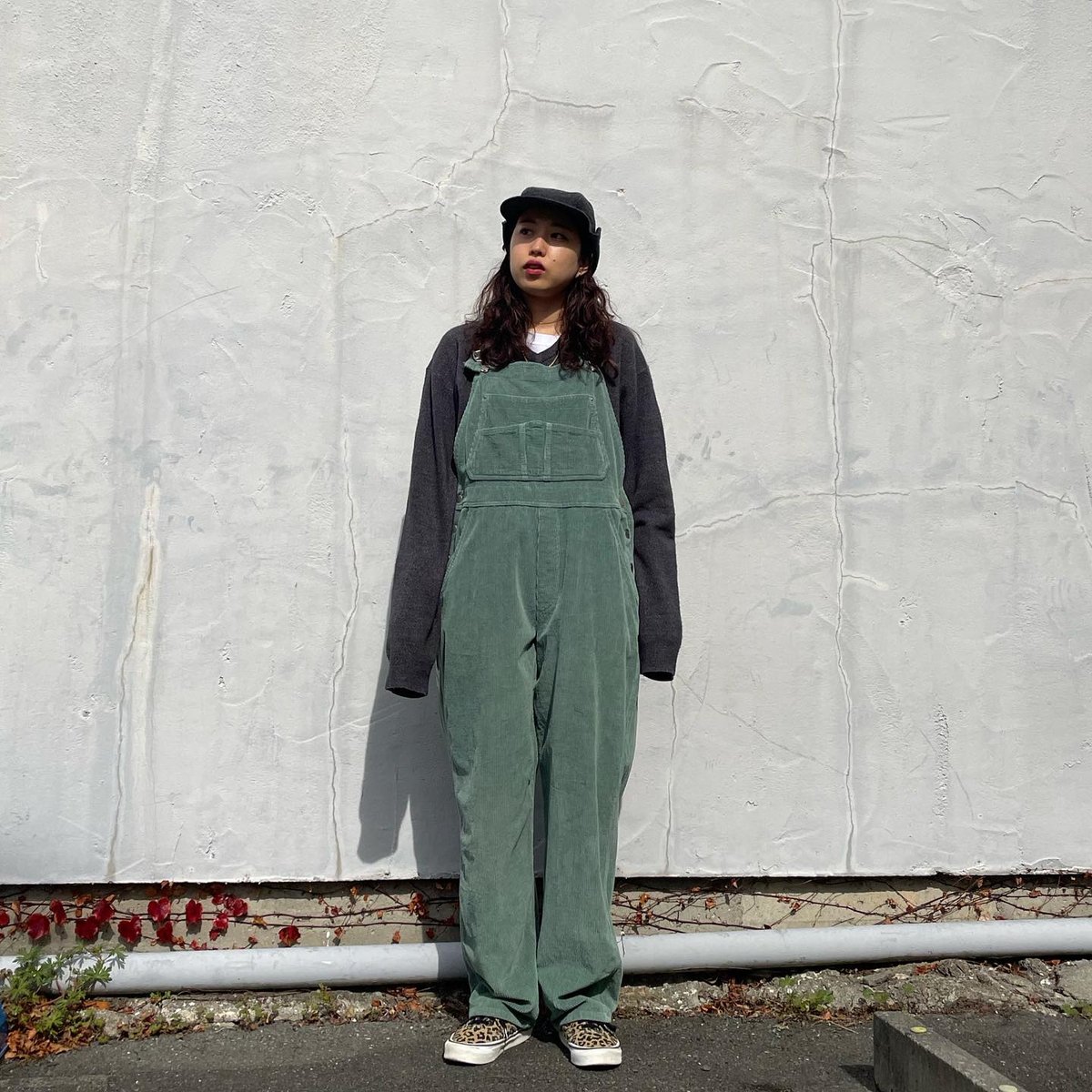 9946【入手困難】コンダクター☆ワンポイント コーデュロイ オーバーオール el conductorH - CORDUROY BONDAGE OVERALLS (BK