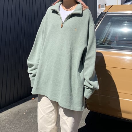 POLOハーフジップコットンニット
