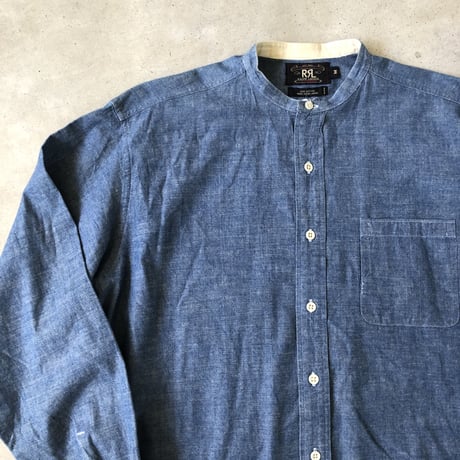 〝RRL〝 RALPH LAURENノーカラーコットンシャンブレーシャツ