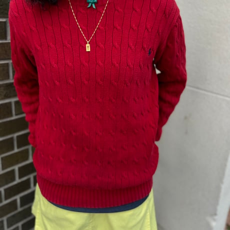 Polo コットンケーブルニット