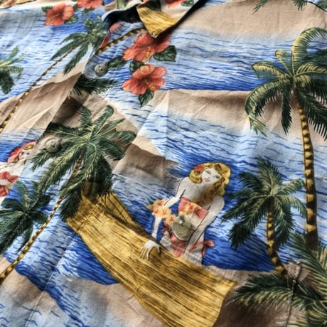 ピエールカルダン総柄レーヨンシャツ  XL