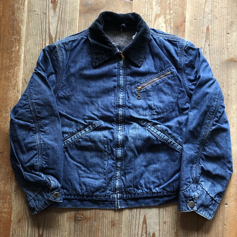 80s デニム カバーオール ジャケット ブランケット VINTAGE ワーク 古着 80s USA製 Carhartt 裏地 チェック ブランケット デニム ミシガン