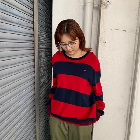 TOMMYボーダーコットンニット