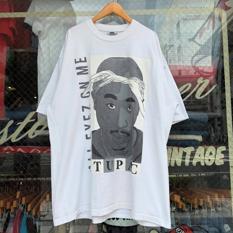 2pac アスクユアセルフ　グレーTシャツ フロントプリント 9259 2PAC トゥーパック Tシャツ HIPHOPビッグプリント 白 L