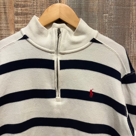 Polo ボーダーハーフジップニット