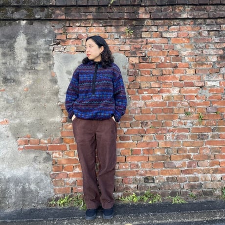 USA製 ST JOHN'S BAY総柄 ハーフジップフリース  L