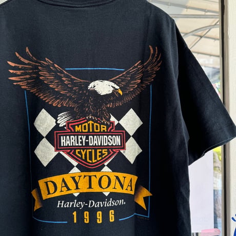 90's USA製HARLEY DAVIDSON ヘンリーネックプリントTシャツ