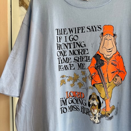 80's Hunting JokeプリントTシャツ XL