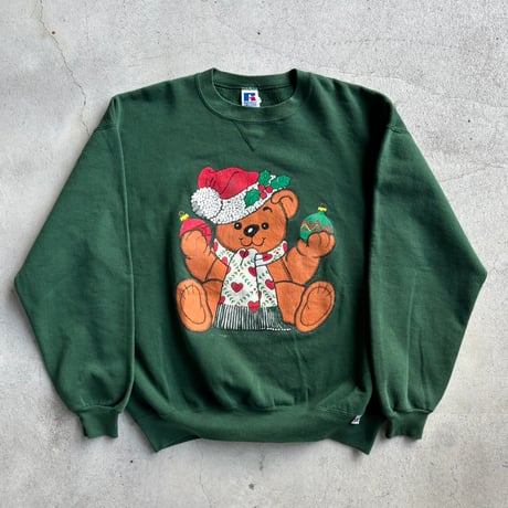 90s USA製　Russell クリスマスベアースウェット