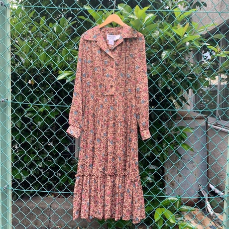小花開襟ワンピース