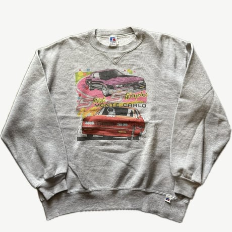 〜90's RUSSELL アメ車プリントスウェット L