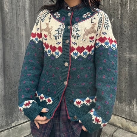 Woolrich ノルディック柄ニットカーディガン