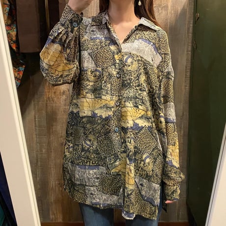 SILK柄シャツ