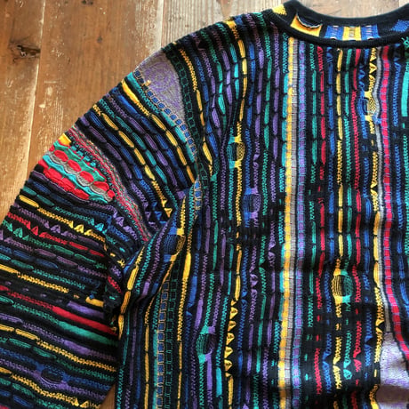 90's COOGI 3Dコットンニット Vネック