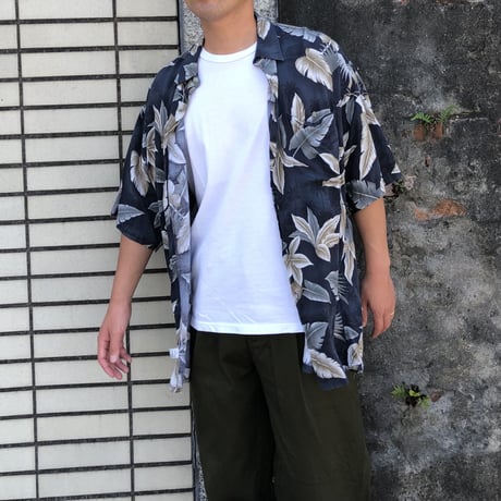 ピエールカルダン総柄レーヨンシャツ XL