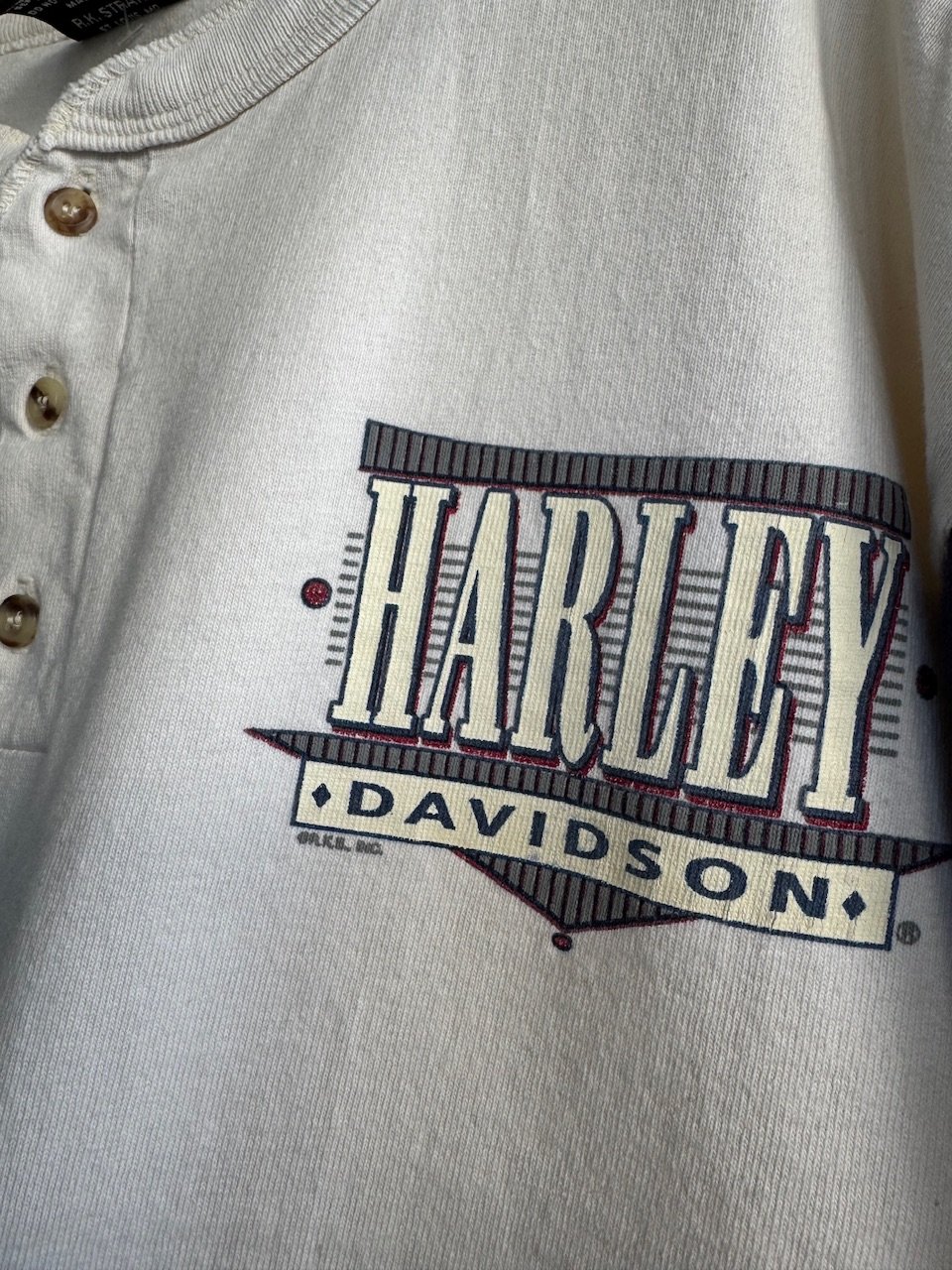 USA製 90's HARLEY DAVIDSON ヘンリーネックロンT L | CUSTOM