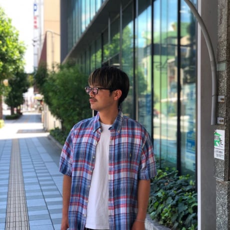 Ralph Lauren リネン半袖チェックシャツ