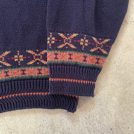 USA製Woolrich Vネックデザインコットンニット