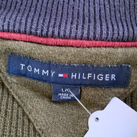 TOMMYリブ編みコットンニットフルジップ