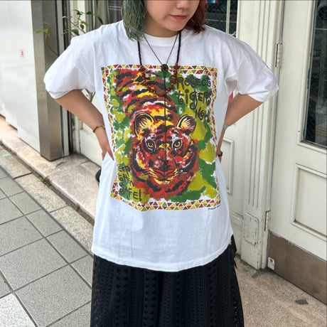 トラ  プリントTシャツ