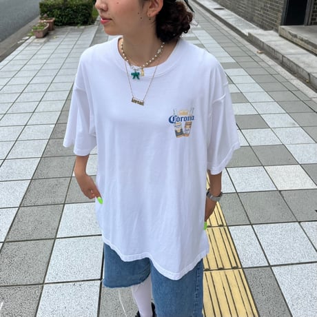 Coronaビール　陰陽マーク　両面プリントTシャツ