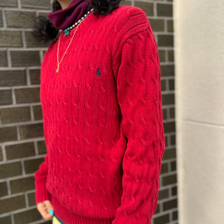 Polo コットンケーブルニット