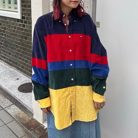 【NOS】TOMMY HILFIGER 切り替えコーデュロイシャツ
