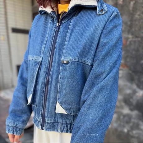 IZZI 裏地ボアハイネックデニムジャケット