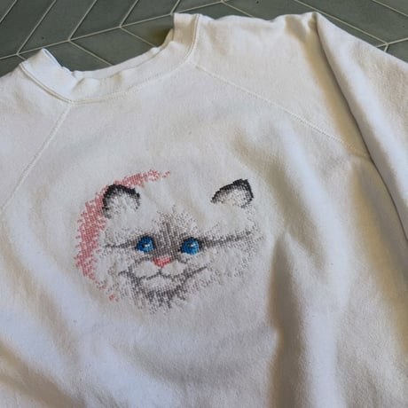90s USA製 猫ちゃんラグランスウェット