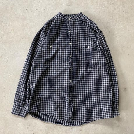 バンドカラーチェックシャツ