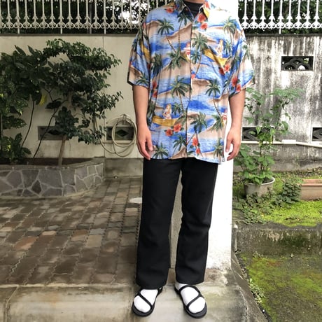 ピエールカルダン総柄レーヨンシャツ  XL