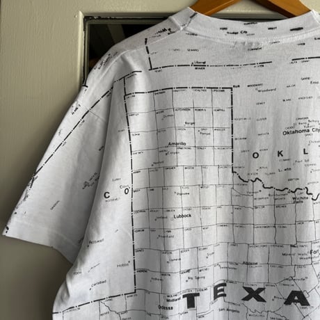 90's Texas 総柄マップ Tシャツ
