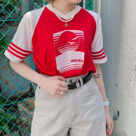 USA製ＶネックプリントTシャツ