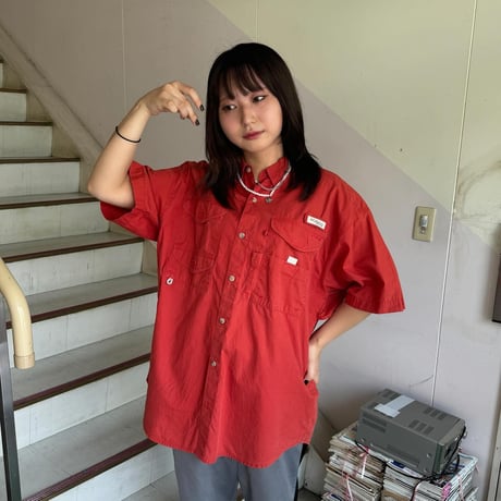 Columbia PFG フィッシングシャツ　朱色