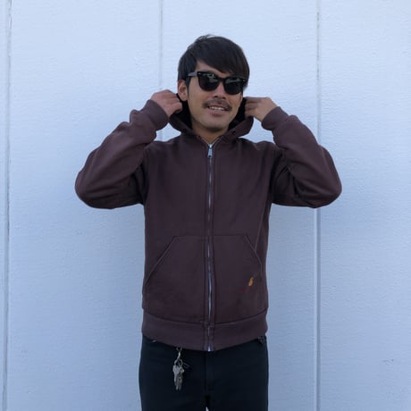 Carhartt ブラウン裏サーマルジップパーカー