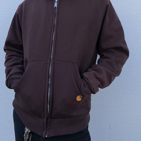 Carhartt ブラウン裏サーマルジップパーカー