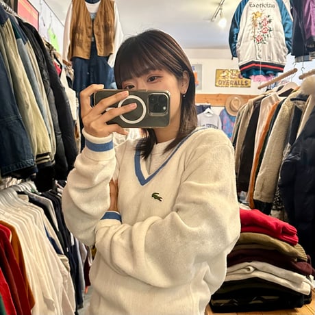 90s USA製  IZOD LACSTE リブラインニット