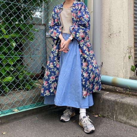 USA製花柄前開きスナップワンピース