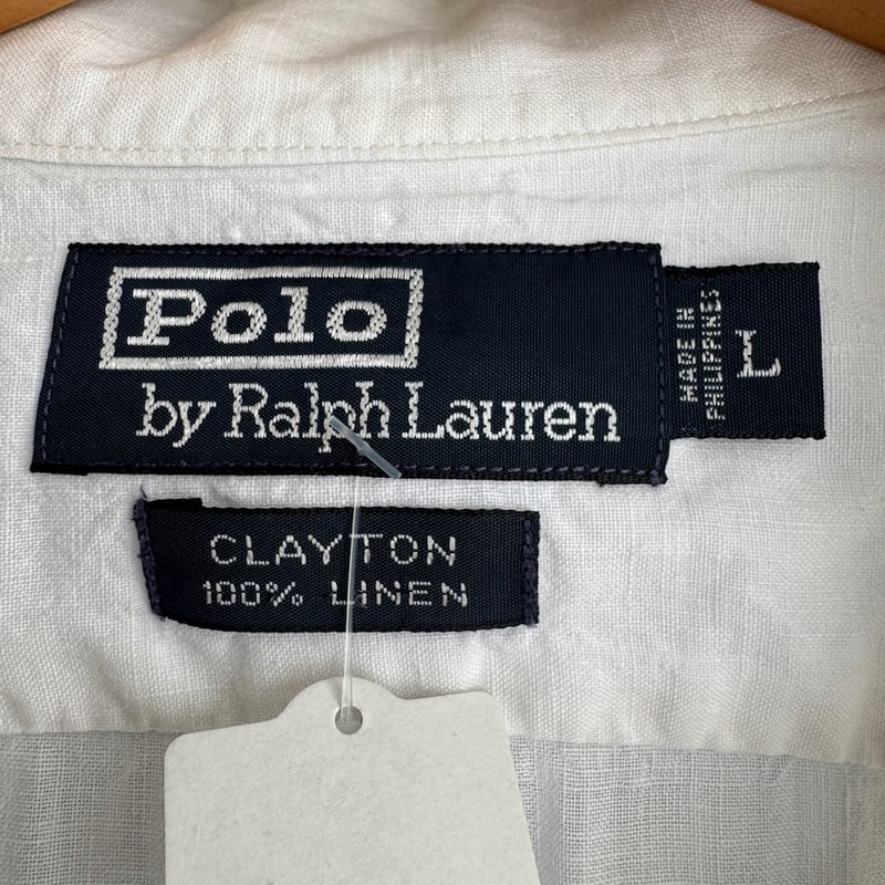 Ralph Laurenリネン半袖シャツ 白 L | CUSTOM FEVER