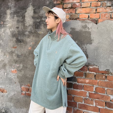 POLOハーフジップコットンニット