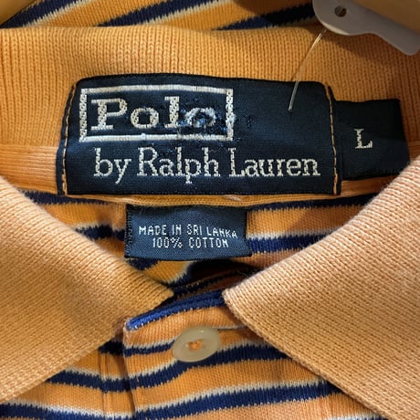 POLOオレンジ細ボーダーポロシャツ