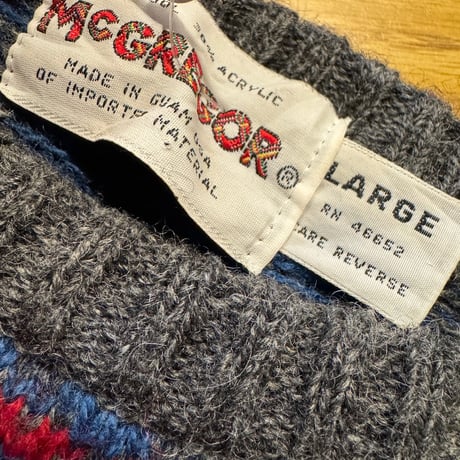 USA製 McGREGOR ウール総柄ニットセーター L