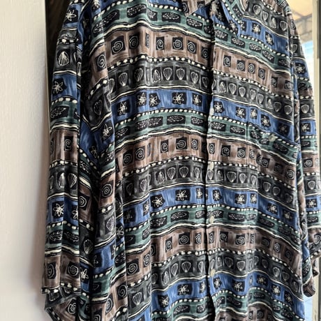 pierre cardin 総柄レーヨンシャツ XXL