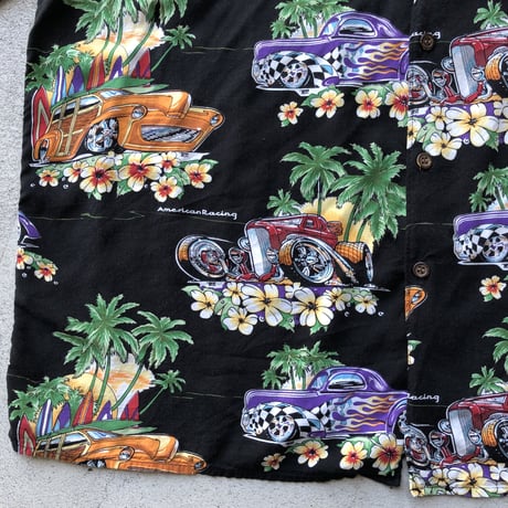 Reyn spooner アメ車柄レーヨンシャツ XXL