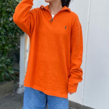 POLOハーフジップコットンニット