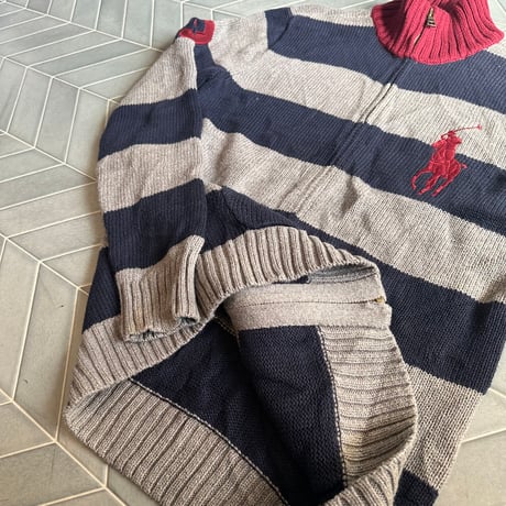 POLO フルジップボーダーニット