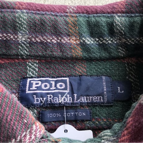 Polo ヘビーネルシャツ L