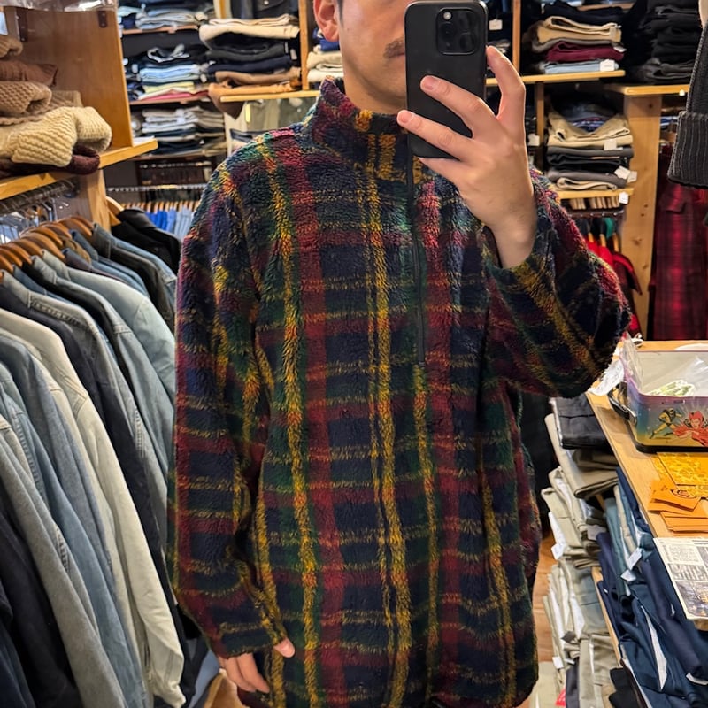 USA製 EMS チェック柄 ハーフジップフリース | CUSTOM FEVER